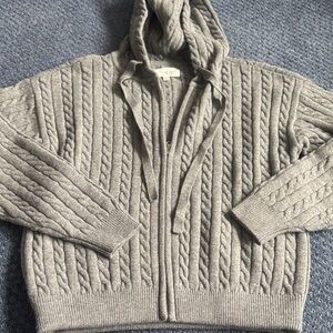 Lou & Grey Charcoal Cable Knit zip front Hoodie